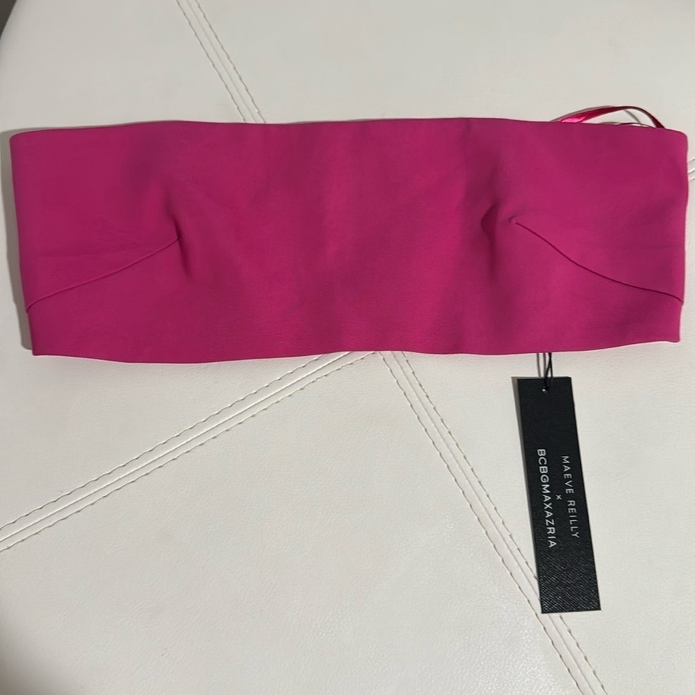 BCBGMAXAZRIA Maeve Reilly Pink Bandeau Crop Top Size 2 NWT - Picture 3 of 3